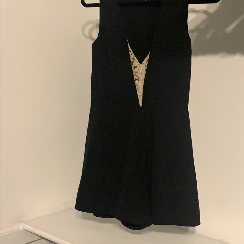 Black With Cream Lace Romper